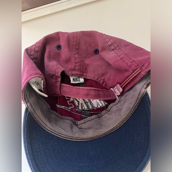 nike men’s vintage 90’s logo baseball hats yellow and maroon LOT OF 2 - Picture 3 of 5